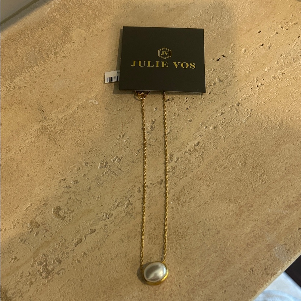 Julie Vos Gold Nasseau Solitare Necklace with Pearl Pendant